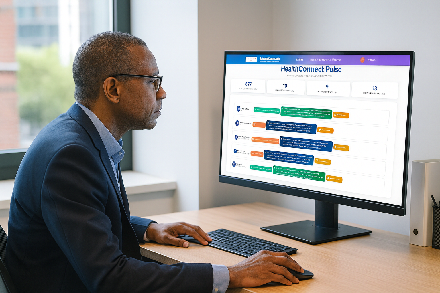 Healthcare professional viewing HealthConnect Pulse dashboard